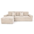 thumbnail image 5 of Modular Cloud Sofa Set, 105" DIY Sectional with Ottoman, Pure Foam, Faux Rabbit Fur Velvet, Comfortable Living Room Couch Cream White, 5 of 9