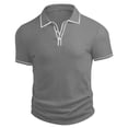thumbnail image 4 of Camisas Casuales de Manga Corta de los Hombres de 3 Botones con Collar de Solapa, Blusa de Verano Transpirable, 4 of 9