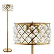 Elizabeth 60" Crystal/Metal LED Floor Lamp, Brass Gold/Clear