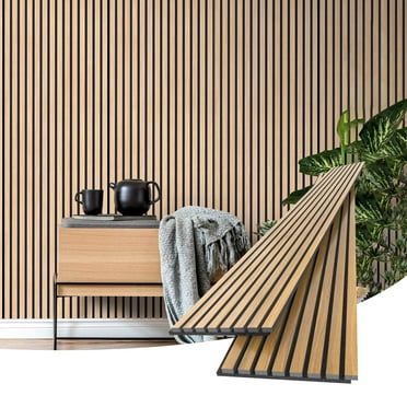 Art3d 8-Pack WPC Wood Slat Wall Panel For Interior Décor, 3D Wood Fluted Acoustic Paneling For Living Room Bedroom Home & Office Accent Wall Decor - 96 X 6 Inch Ebony