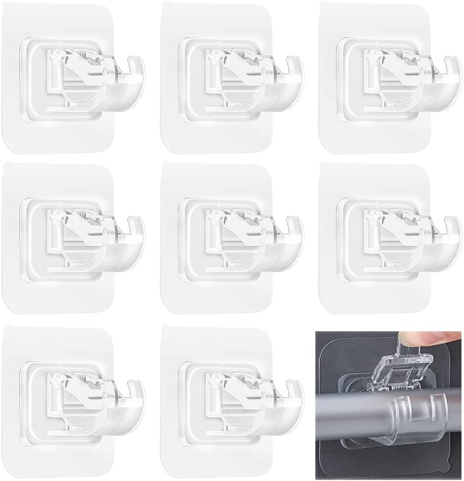No Drill Curtain Rod Brackets,8Pcs Self Adhesive Curtain Rod Holder