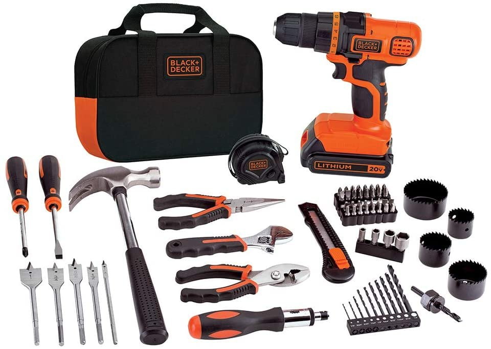 BLACK+DECKER 20V MAX Drill & Home Tool Kit, 68 Piece LDX120PK