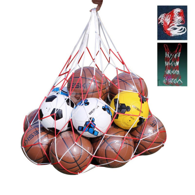 5Pcs Nylon Mesh Net Bag Ball Rims Volleyball Basketball Football Soccer Carrier 
