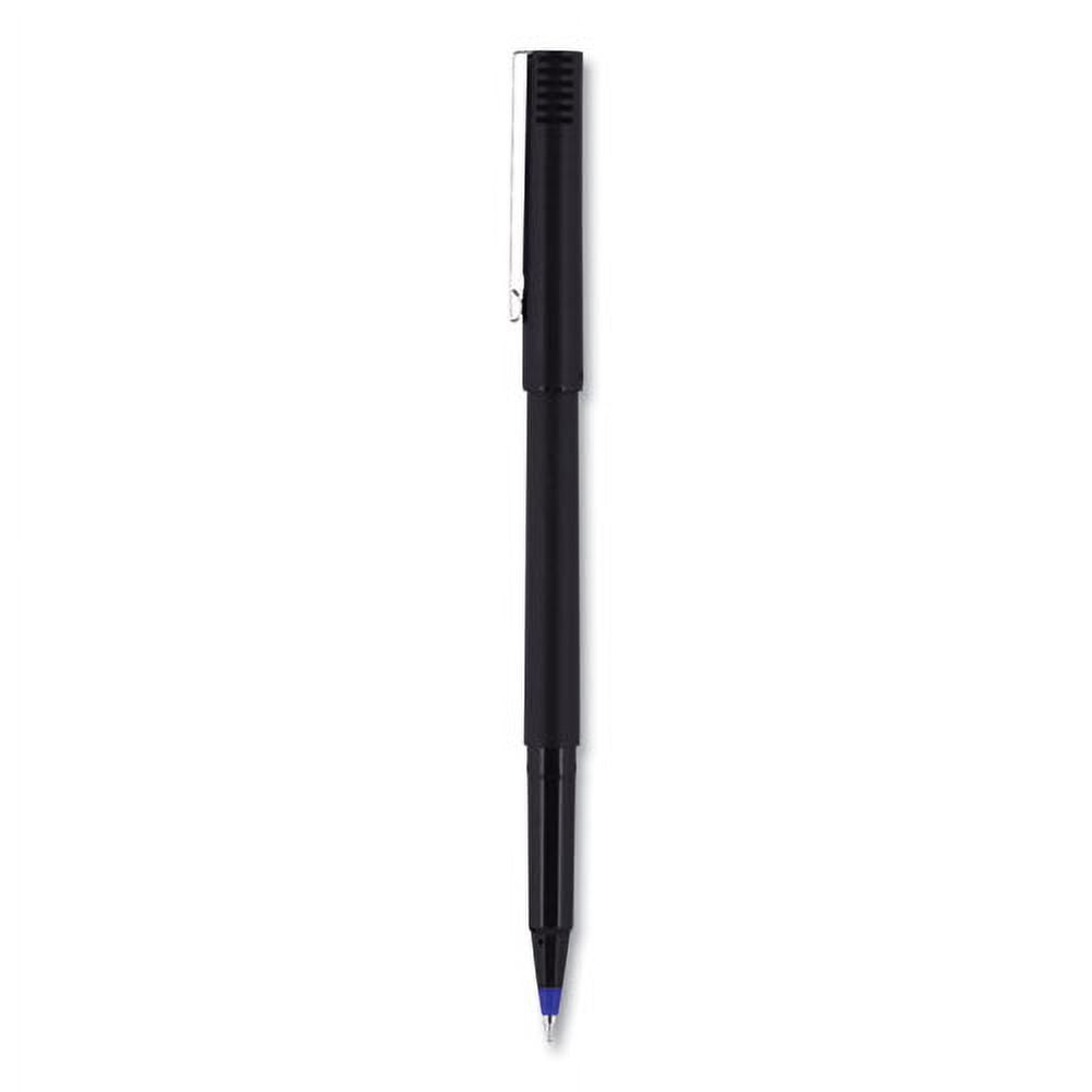 Roller Ball Pen, Stick, Micro 0.5 Mm, Blue Ink, Black Matte Barrel, Dozen | Bundle of 2 Dozen