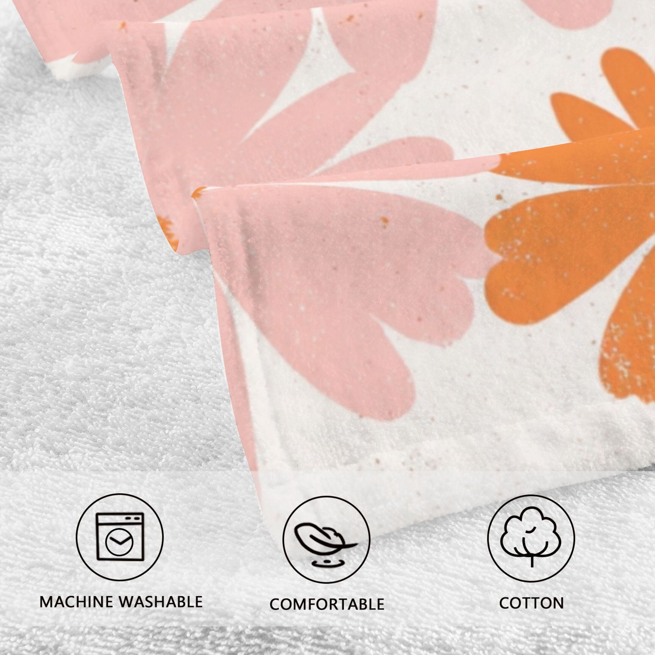2-Pack Soft 100% Cotton & Highly Absorbent Bath Towel 2 Defferent Pattern Designs Daisies Small Daisies