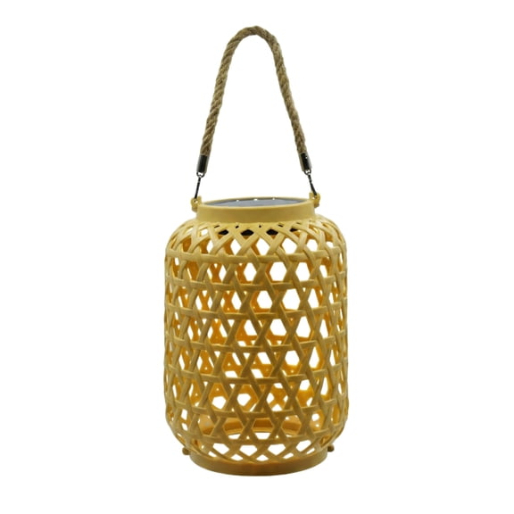 Solar Lantern Outdoor Hanging Garden Light, Faux Rattan Weave Warm Light Decorative Lantern for Patio Yard and Porch, Waterproof Solar Landscape Lighting, Chinese Style Lamp, White