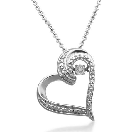 Diamond Accent Sterling Silver Dancing Heart Pendant