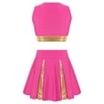 thumbnail image 2 of DPOIS Kids Girls Cheerleading Costume Skirt Set Crop Tops Pleated Skirt Hot Pink 8, 2 of 7
