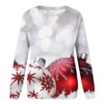 thumbnail image 6 of asdoklhq Womens Sweaters Women's Christmas Glitter Print Loose Casual Long Sleeve Round Neck Hoodless Straight Shoulder Sweater Red M, 6 of 6
