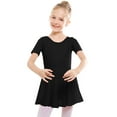 thumbnail image 2 of Stelle Ballet Leotard Short Sleeve Criss-Cross Back Dress with Chiffon Skirt, Ballerina Outfit for Girls,Black,4T, 2 of 7