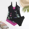 thumbnail image 4 of Qingpeng Plus Size Tankini Swimsuit for Women Color Block Tummy Control Two Piece Bathing Suit Slimming Swim Top with Bottom, 4 of 5