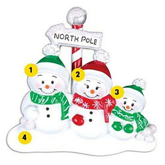 North Pole Family of 3 Personalized Christmas Ornament DO-IT-YOURSELF
