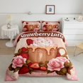 thumbnail image 2 of Erosebridal Strawberry Latte Bedding Twin Comforter Set, Pink Roses Down Comforter, 2 Pieces, Breathable, 2 of 6