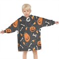 thumbnail image 3 of Gray Halloween Pumpkins Skulls and Bones Blanket Hoodies for Kids 6-13YR Oversize Wearable Blanket Hoodies for Boys Girls Teens, 3 of 7