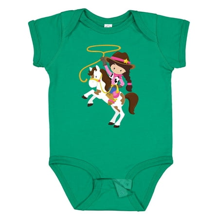 

Inktastic Cowgirl Sheriff Horse Lasso Brown Hair Gift Baby Girl Bodysuit