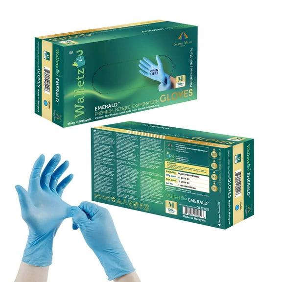 Walletz4U Emerald Prime Nitrile Gloves - 1000 Pcs - Large