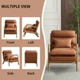 thumbnail image 2 of Bonzy Home Mid-Century Modern Accent Chair with Wood Frame, Upholstered Reading Armchair with Waist Cushion, Double Padded Side Chair for Living Room, Brown, 2 of 6