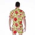 thumbnail image 2 of Red Pink Rose Floral Pattern Short Sleeve Men'S Rompers Casual Summer Jumpsuits Outfit, 2 of 4