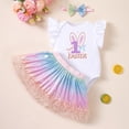 thumbnail image 4 of WIBACKER My First Easter Outfit Baby Girl Bunny Romper Bodysuit+Rainbow Lace Tutu Skirts Infant 1st Easter Clothes, 4 of 10