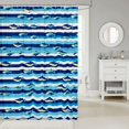 thumbnail image 2 of Manfei Abstract Fish Shower Curtain 72Wx72L, Nautical Animal Bathroom Curtain, Blue, 2 of 5