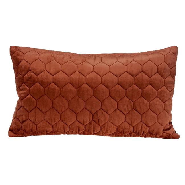 HomeRoots 402879 Burnt Orange Tufted Velvet Quilted Lumbar Throw Pillow Walmart