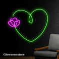 thumbnail image 3 of Glowneon Heart Rose Line Art Neon Sign, Heart Rose Led Wall Decor, 3 of 4