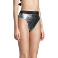 thumbnail image 3 of DKNY Women's Standard High Waisted Full Coverage Bikini Bottom, Black Multi Medium, 3 of 4