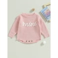 thumbnail image 2 of Bagilaanoe Newborn Baby Boy Girl Knitted Rompers Sweater Long Sleeve Letter Embroidery Bodysuits3M 6M 9M 12M 24M Infant Warm Jumpers Tops Fall Loose Knitwear, 2 of 8
