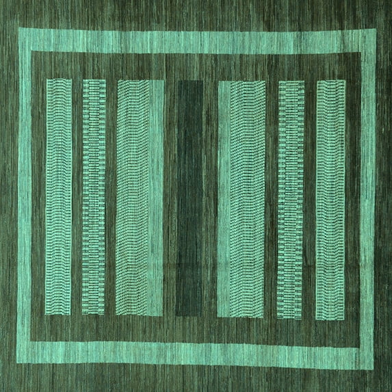 Ahgly Company Indoor Square Abstract Turquoise Blue Modern Area Rugs, 5' Square