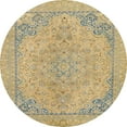 thumbnail image 1 of Ahgly Company Machine Washable Indoor Round Abstract Tiger Orange Brown Area Rugs, 4' Round, 1 of 7