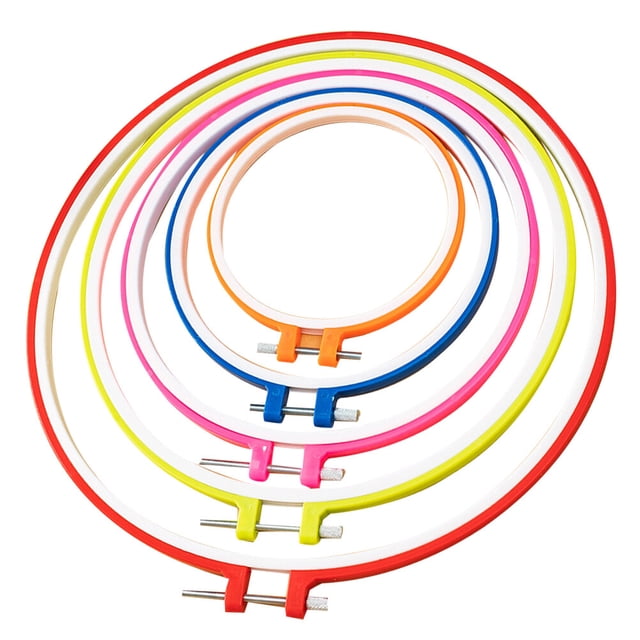 MasteelfCA 5Pcs DIY Embroidery Plastic Circle Cross Stitch Ring Cloth Handicraft for Embroidery and Cross Stitch (Assorted Color)