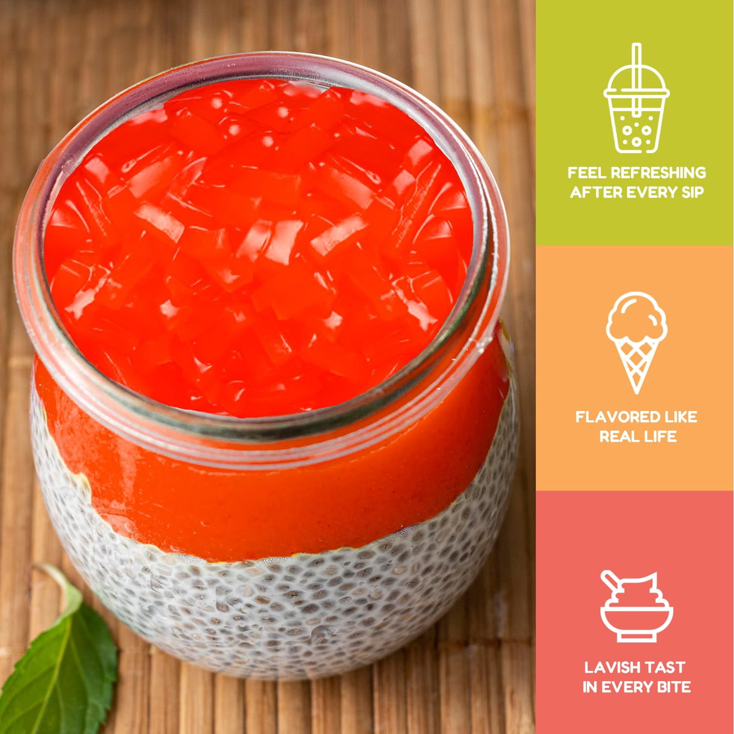 Fanale Strawberry Coconut Jelly Topping Nata de Coco for Bubble Tea, Ice Cream, and Desserts, 8.3 lb (Pack of 1)