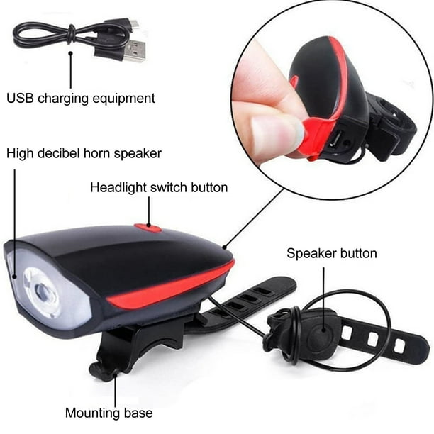 Combo de luz delantera y trasera Jadeshay Juego de luces para bicicleta y bocina Compacto y liviano