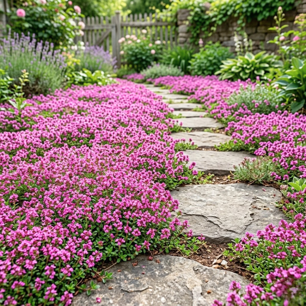 Pack of 100 Pink Creeping Thyme Seeds, Live Creeping Thyme Plant, Pink Flower, Fragrant Flowering Herb for Growing