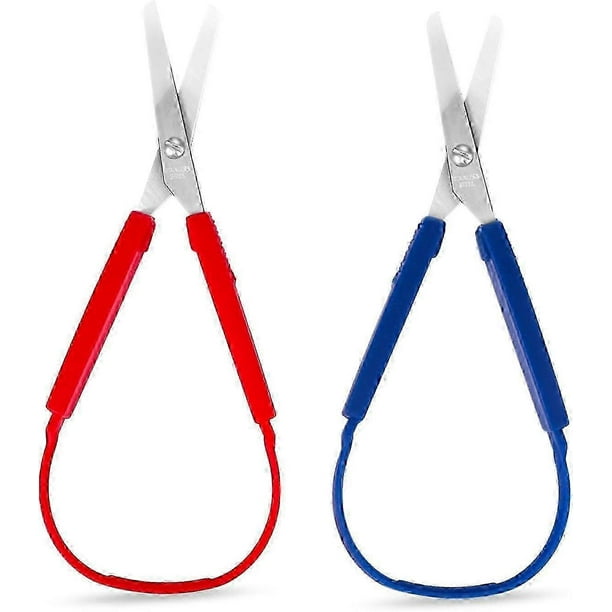 2Pcs Adaptive Loop Scissors for Children and Adults, Grip Scissors Ideal for Craft Projects, Paper Cutting, and Sewing Tasks