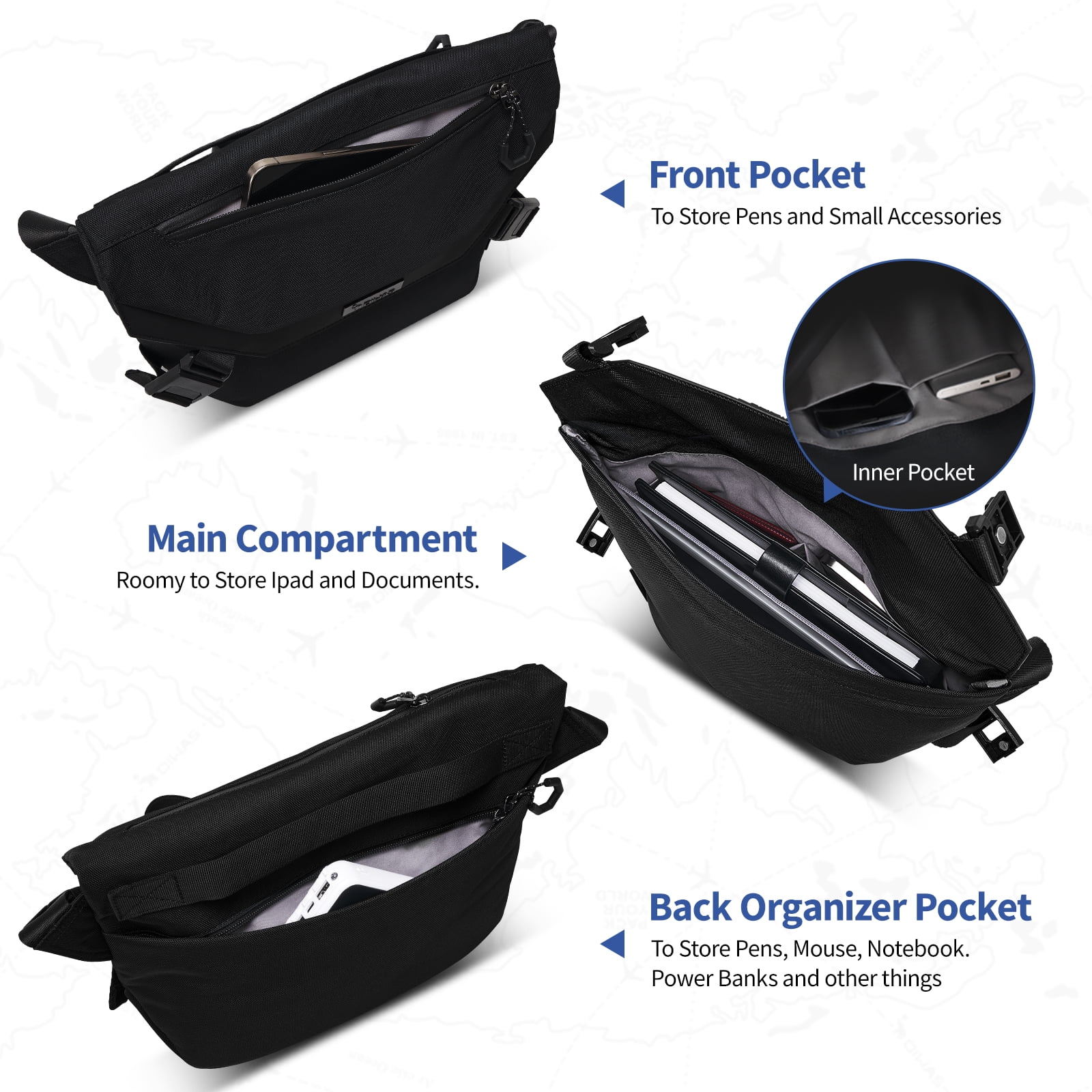 OIWAS Sling Crossbody Bag for Men, Lightweight Chest Shoulder Pack for Travel Gym, Black