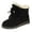 Black, variant on Flat Sole Ankle Boots Fleece Lined For Women Casual Comfort Round Toe Pu Leather Material Black Size 6 Us Foot Length 9.25 Inches