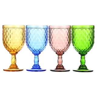 Wine Glasses Set of 4 – 16.5Oz Long Stem Wine Glasses - Rainbow Colored