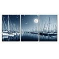 thumbnail image 2 of wall26 - 3 Piece Canvas Wall Art - Beautiful Landscape of Yacht Harbor at Night, Full Moon, Marina in Bright Moonlight - Modern Home Art Stretched and Framed Ready to Hang - 24"x36"x3 Panel, 2 of 4