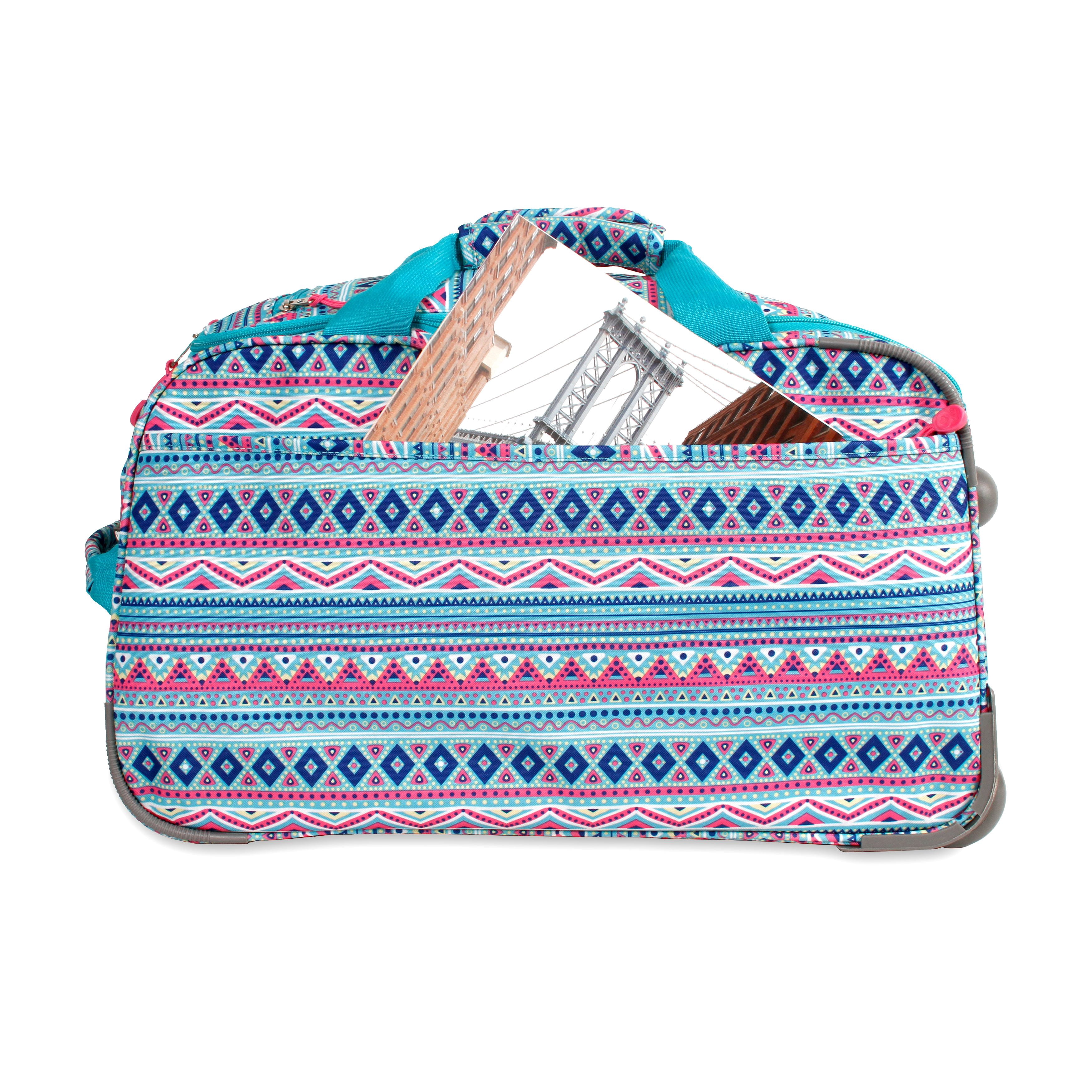 J World Duane Rolling Duffle Bag, Mint Tribal