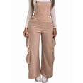 thumbnail image 2 of Women'S Corduroy Overalls with Adjustable Straps, Baggy Bib Jumpsuit, Casual with Pockets Pink L, 2 of 8