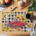 thumbnail image 2 of Spring Sunflowers Placemats Set of 6, Car Farm Plaid Country Retro Art Placemats for Dining Table, Place Mats for Kitchen Tabletop, Waterproof Wipeable Dining Table Mats Set, 2 of 9