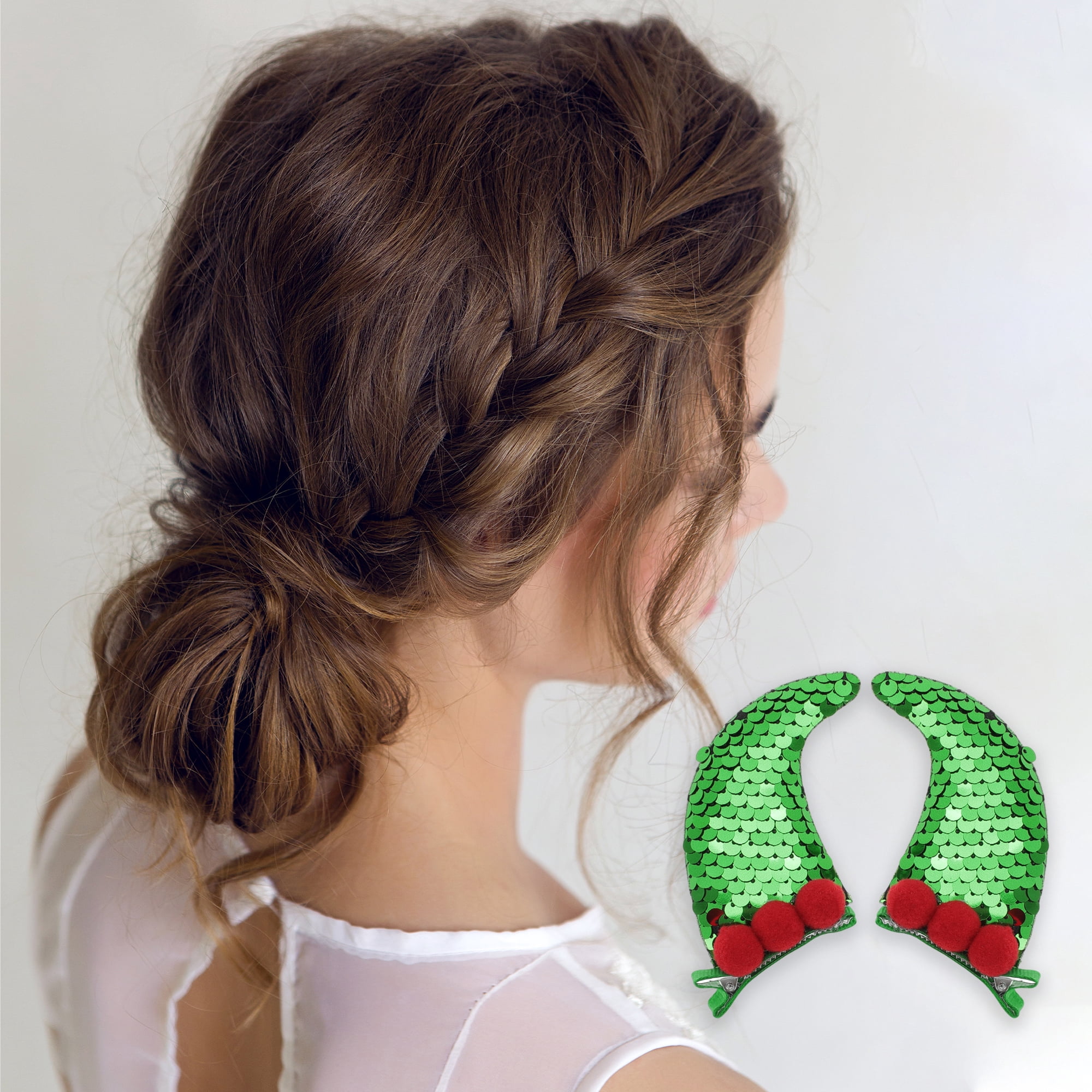 NOMADIC NOOK Christmas Hair Clips 8 Pcs Red Green Deer Antlers Santa Hat