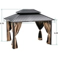 thumbnail image 2 of Dextrus Double Roof Hardtop Gazebo, Outdoor Gazebo with Netting and Curtains, Dual Layered Sidewalls, Durable Aluminum Frame Garden Tent, Ideal for Patio, Backyard, or Deck - 12x16ft, Brown, 2 of 9