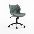 thumbnail image 2 of YOUNIKE Armless Office Chair, Faux Leather Desk Chair with Wheels, Upholstered Task Chair, High Back Swivel Rolling Chair, Height Adjustable, Grayish Green, 2 of 14