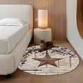 thumbnail image 2 of Round Area Rug 3.3 Ft, Texas Star Vintage Washable Non-Slip Circle Carpet for Living Room/Bedroom, Brown Retro Berry Beige Wooden Low-Profile Small Kitchen Mats Collection Rugs for Indoor, 2 of 8
