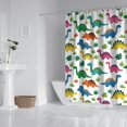 thumbnail image 2 of Vivid Colored Dinosaur and Leaf Pattern Shower Curtain 72"x84" ,Bathroom Decorative Shower Curtains Set with 12 Hooks,Modern Waterproof Washable Shower Curtain, 2 of 6