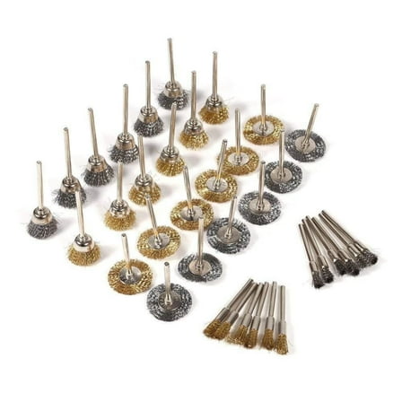 36Pcs Brass Wire Wheel Brush Kit For Drill Polishing Attachment Rotary Tools Accessories For Cleaning Rust Removal