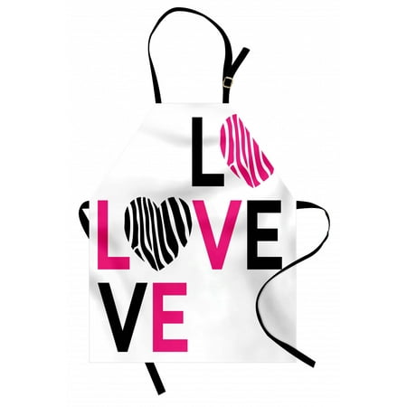 

Pink Zebra Apron I Love You Calligraphy Zebra Stripes Hearts Valentines Illustration Unisex Kitchen Bib Apron with Adjustable Neck for Cooking Baking Gardening Pink Black and White by Ambesonne