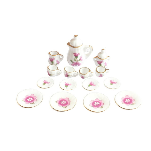 maskred Mini House Tableware Set Miniature Kitchen Ornament Interesting 1/12 Scale Scene Layout Dinnerware Kit Models Props Tulips 1Set